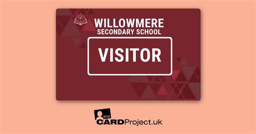 Secondary School Maroon Geometric Visitor Card